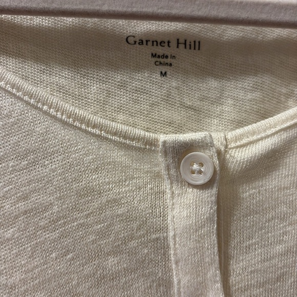 Garnet Hill Women's Cream Long Sleeve Top - medium- organic linen - Picture 2 of 5